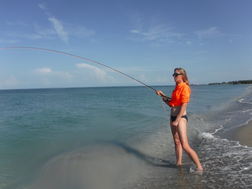 fly fishing off the beach